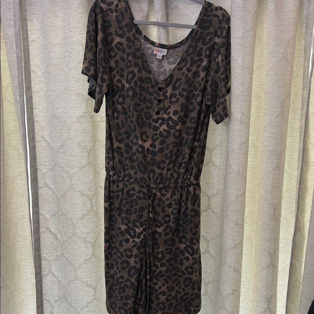 Leopard Print Short Sleeve Romper